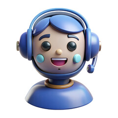 Poster - Friendly blue customer service agent high quality 3d rendering icon wearing headset isolated on background land transportation isolated on white background