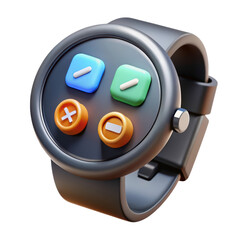 Aufkleber - Futuristic smartwatch with app icons in 3d rendering icon land transportation isolated on white background