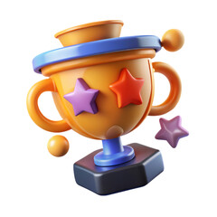 Poster - High quality 3d rendering icon award trophy with stars land transportation isolated on white background for celebration success and achievement games championship design