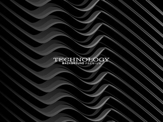 Poster - Abstract futuristic dark black background with wave design. Realistic 3d wallpaper with luxurious flowing lines. Perfect background for posters, websites, brochures, banners, applications, etc.