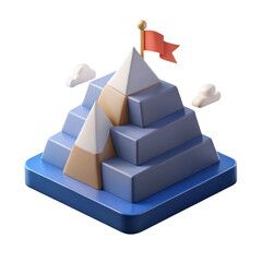 Poster - High quality 3d rendering icon mountain peak with flag symbolizing achievement and success land transportation isolated on white background isolated on background minimalist design