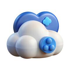 Aufkleber - High quality 3d rendering icon white cloud with blue controls for land transportation isolated on white background and background
