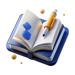 Poster - Open book with pen and paper ready for writing high quality 3d rendering icon land transportation isolated on white background