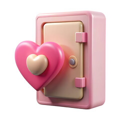 Poster - Pink safe vault with heart love symbol combination lock 3d rendering icon land transportation isolated on white background security theme