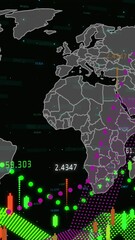 Poster - Animation of globe of network of connections with icons over world map