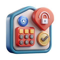 Poster - Smart home security system interface 3d rendering icon land transportation isolated on white background protecting digital access and privacy with secure modern technology