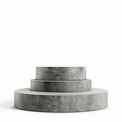 Poster - Three tiered round concrete platform creating a modern and minimalist product display against a clean white backdrop