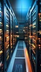 Poster - Cutting-Edge Information Technology Center Showcasing Server Architecture and Networking Solutions
