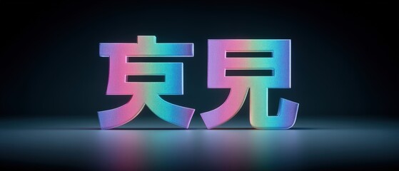 Poster - Dynamic colorful 3d text animation digital space visual art modern aesthetic close-up view creative expression