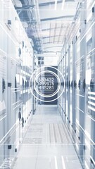 Poster - Animation of graphs, changing numbers, loading circles and bars over server room