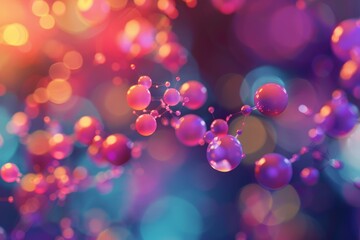 Poster - Colorful molecules creating a network of connections, symbolizing scientific research and innovation