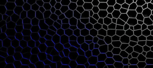 Poster - Intricate Blue and Gray Mosaic Hexagon Pattern for Creative Backgrounds and Wallpaper Design Ideas