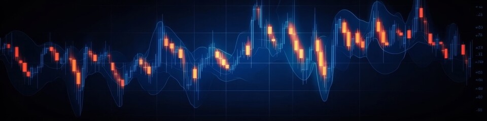 Poster - Dynamic Candlestick Chart Illustrating Stock Market Evolution and Financial Trends Over Time