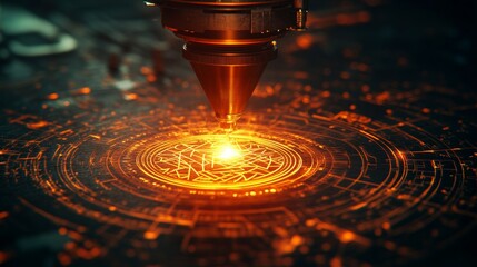 Poster - Precision Craftsmanship in Wood Engraving Merging Digital Patterns with Artistic Logo Creation