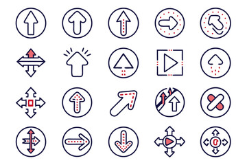 Poster - Diverse collection of black pointer and navigation directional symbols including a classic cursor for digital interfaces and design projects