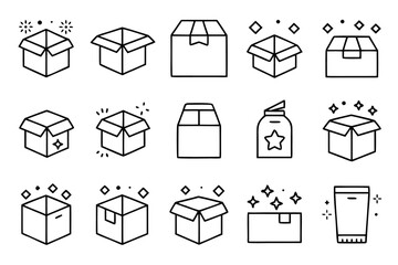 Poster - box package open closed carton milk  12 icons in t 1.svg