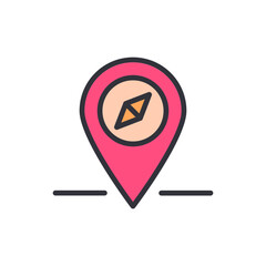 Poster - Stylized Navigation Pinpoint With Compass Rose Symbol On Transparent