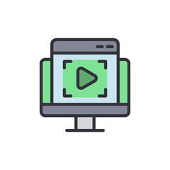 Leinwandbilder - Colorful Illustration Of Modern Computer Screen With Video Preview