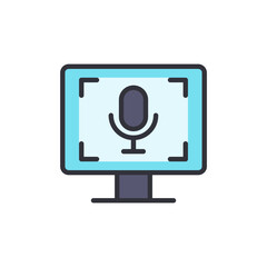 Poster - Modern Computer Screen Displaying Microphone Icon For Voice Recording