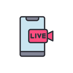Poster - Stylized Mobile Phone Presenting A Live Streaming Video Feature