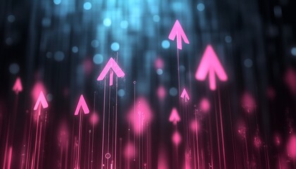 Aufkleber - Optimistic Trends and Direction with Neon Glow Arrows and Abstract Motivational Design Elements