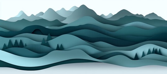 Poster - Stunning Emerald Abstract Landscape with Vibrant Forest Green Palette for Minimalist Visual Appeal