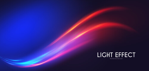 Wall Mural - Abstract motion light effect. Energy power design. Blue and gold, red light