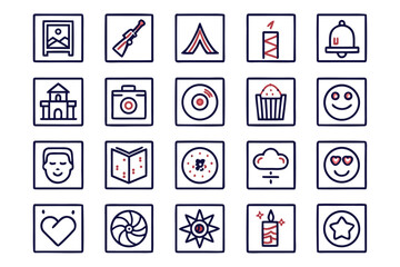 Poster - Charming collection of decorative stickers presented on a vibrant pink background featuring playful typography and a distinct numeral element for creative projects