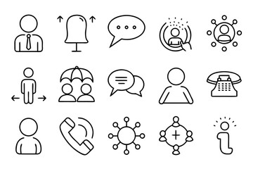 Fototapete - Comprehensive collection of clean modern line style communication and web interface symbols for digital platforms and user experience design projects