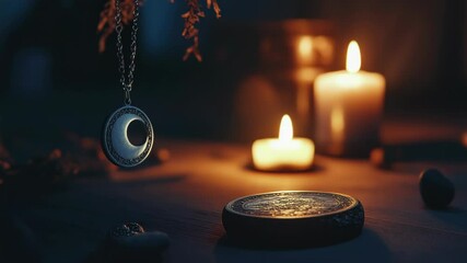 Aufkleber - A single coin placed beside a lit candle, ideal for use in financial or introspective scenes
