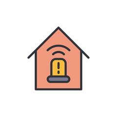 Poster - Smart Home Security System Alert Illustration On Transparent Background