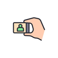 Poster - Hand Holding Identification Card With Personal Profile On Transparent