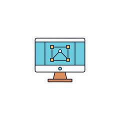 Poster - A computer monitor displaying a graphic design interface