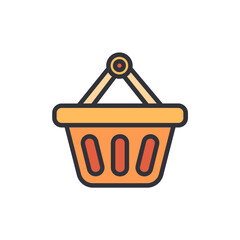 Poster - stylized orange shopping basket icon with transparent background