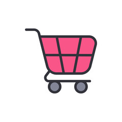Poster - Isolated Pink Shopping Cart Icon Representing Retail Transactions And Commerce