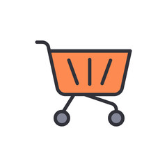 Poster - Vibrant Orange Shopping Cart Icon With Minimalist Style And Transparent Background