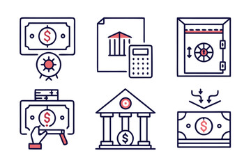 Poster - Comprehensive collection of essential digital interface elements presented in a clean modern outline style perfect for web and application development projects