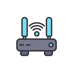 Poster - Stylized Router Illustration With Wireless Connection Indicator Design