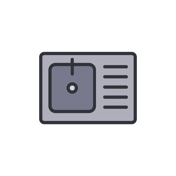 Stylized Kitchen Sink Icon With Drainage Board On Transparent Background