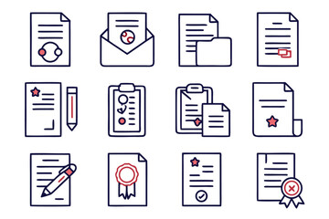 Poster - Comprehensive collection of essential web interface elements presented in a clean minimalist line art aesthetic for digital projects and application design