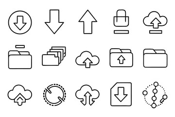 Poster - A comprehensive collection of essential web interface elements presented in a clean modern outline aesthetic perfect for digital design projects and application development
