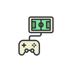 Leinwandbilder - Controller With Football Game On The Screen For Virtual Entertainment