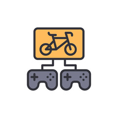 Leinwandbilder - Virtual Cycling Experience With Dual Gaming Controllers And Transparent Canvas