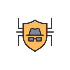 Poster - Cybersecurity Protection Depicting Hacker Behind Shield For Online Safety