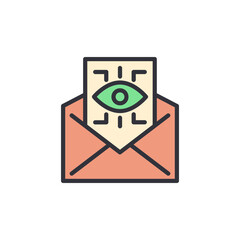 Poster - Confidential Message With Eye Symbol Emerging From Open Envelope