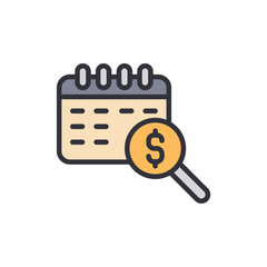 Poster - Financial Planning And Analysis With Calendar And Magnifying Glass Icon