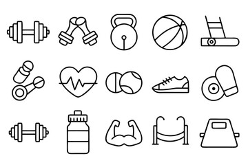 Leinwandbilder - Comprehensive collection of athletic and fitness related symbols designed with clean modern lines in a vibrant palette of black yellow cyan and magenta for diverse applications