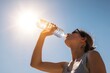 © White Craft  - Person Drinks Water From Bottle Under Bright Sun