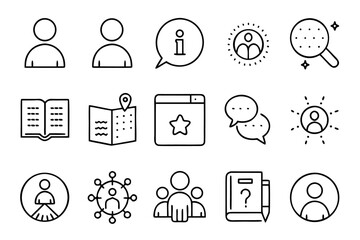 Poster - Comprehensive collection of essential web interface elements presented in a clean modern and easily understandable line art aesthetic for digital projects