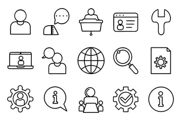 Poster - Comprehensive collection of essential web interface elements presented in a clean modern line art style for digital projects and applications